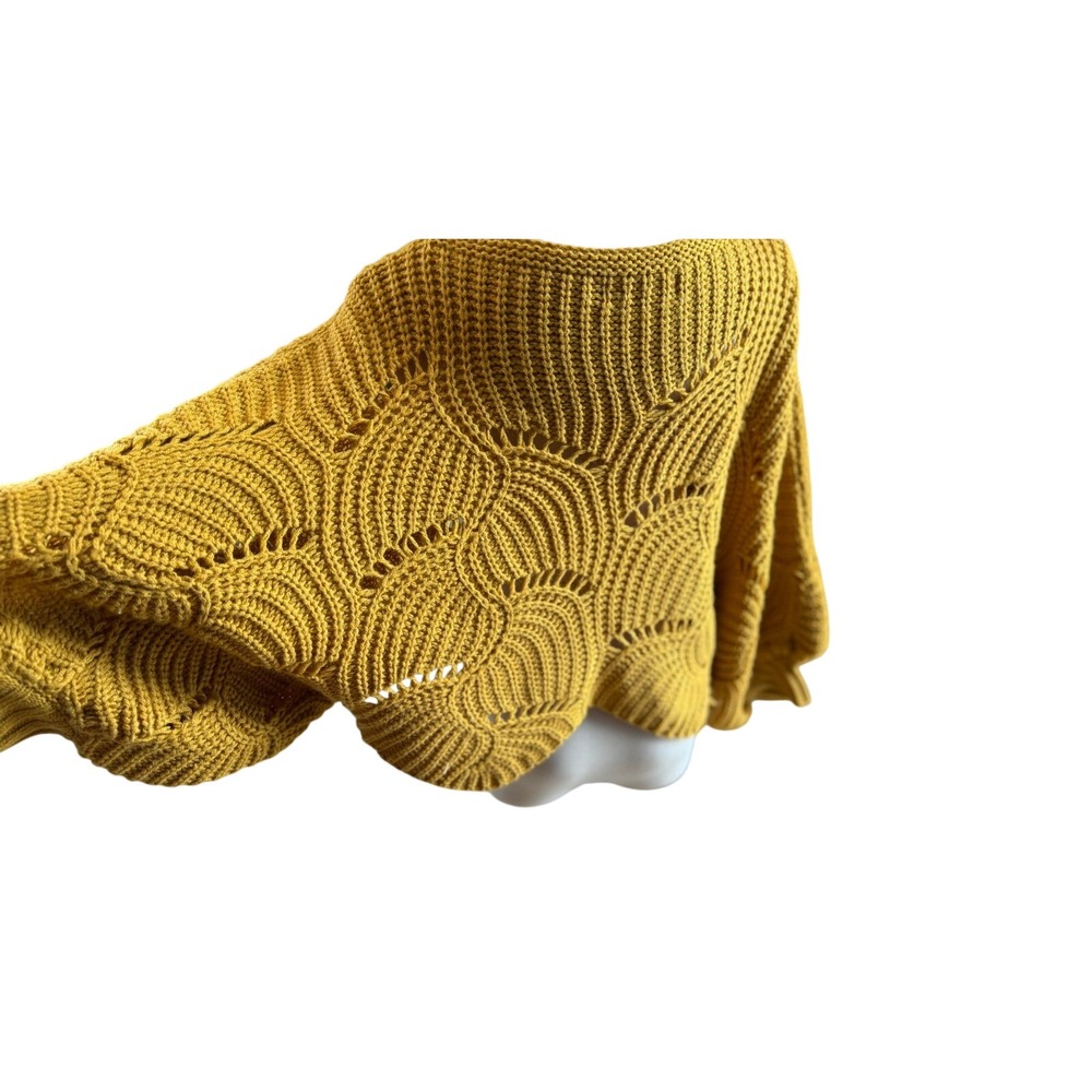 Elodie Mustard Yellow Chunky Knit Open Weave Batwing Sweater Size S‎ - Picture 5 of 9